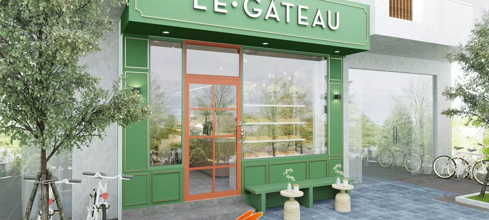 Mẫu thiết kế cửa hàng bánh Le Gateau với diện tích 40m2