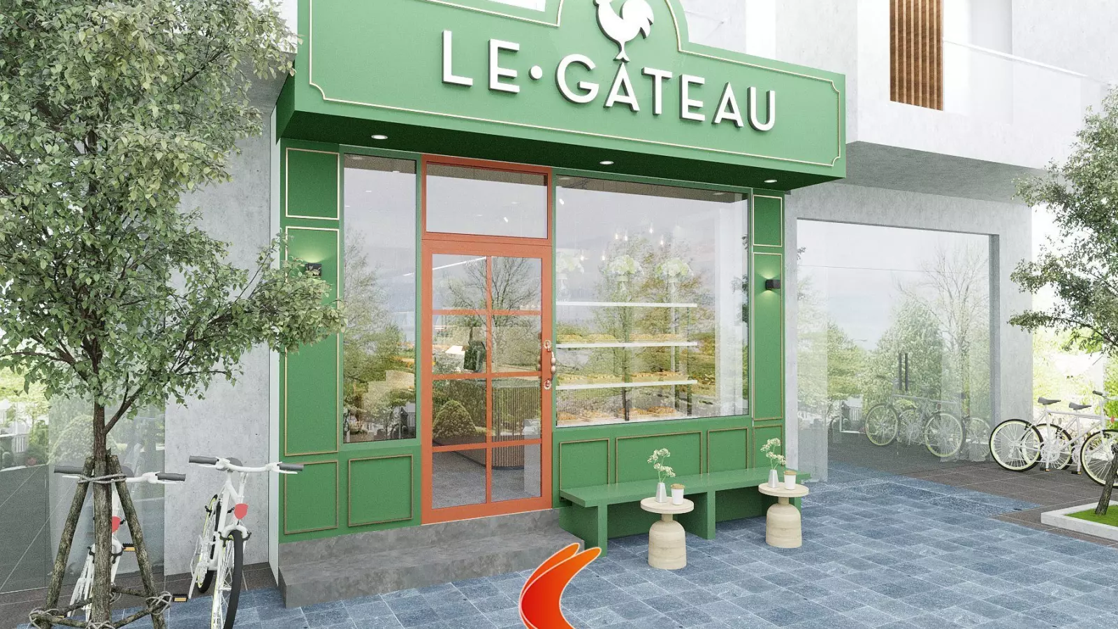 Mẫu thiết kế cửa hàng bánh Le Gateau với diện tích 40m2