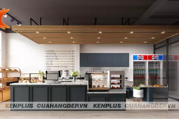 Mẫu thiết kế cửa hàng bánh kết hợp đồ ăn nhanh nhỏ đẹp