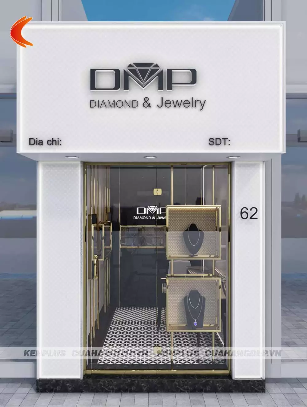 Thiết kế cửa hàng trang sức 5m2 Diamond and Jewelry tại Hà Nội