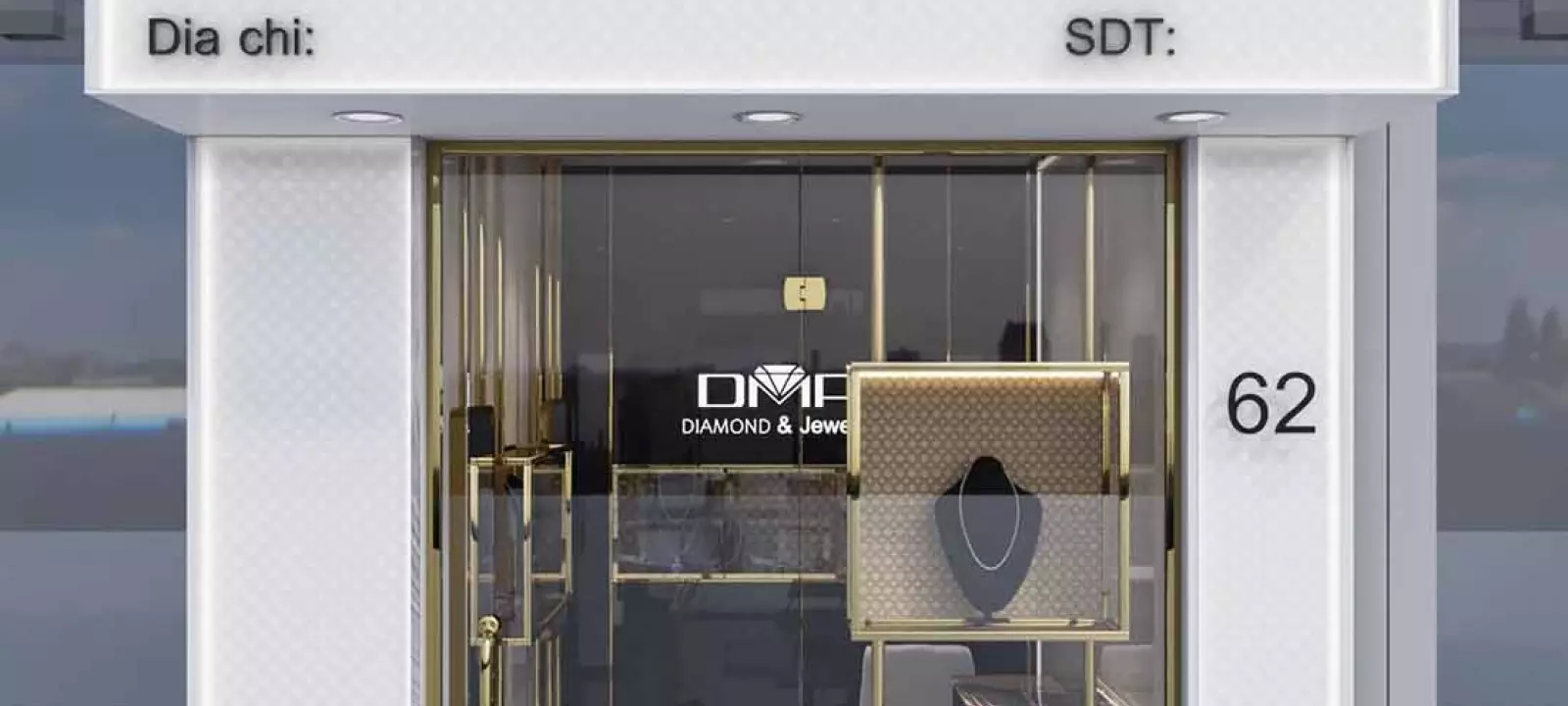 Thiết kế cửa hàng trang sức 5m2 Diamond and Jewelry tại Hà Nội
