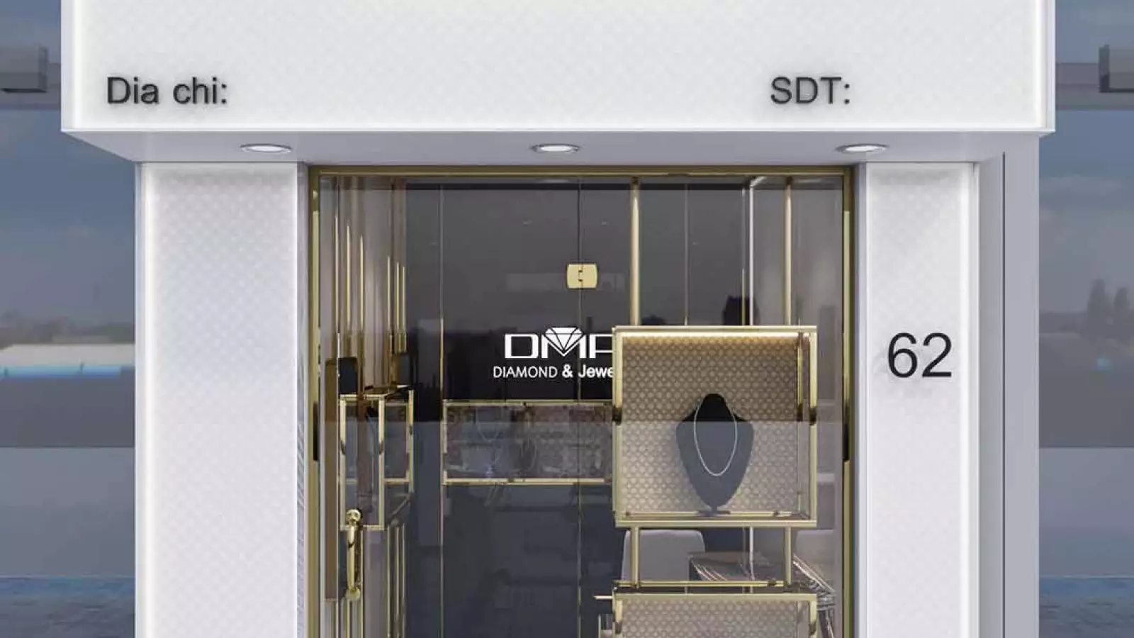 Thiết kế cửa hàng trang sức 5m2 Diamond and Jewelry tại Hà Nội