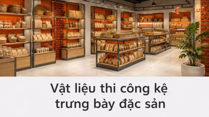 Vật liệu thi công kệ trưng bày đặc sản: chịu ẩm, dễ vệ sinh