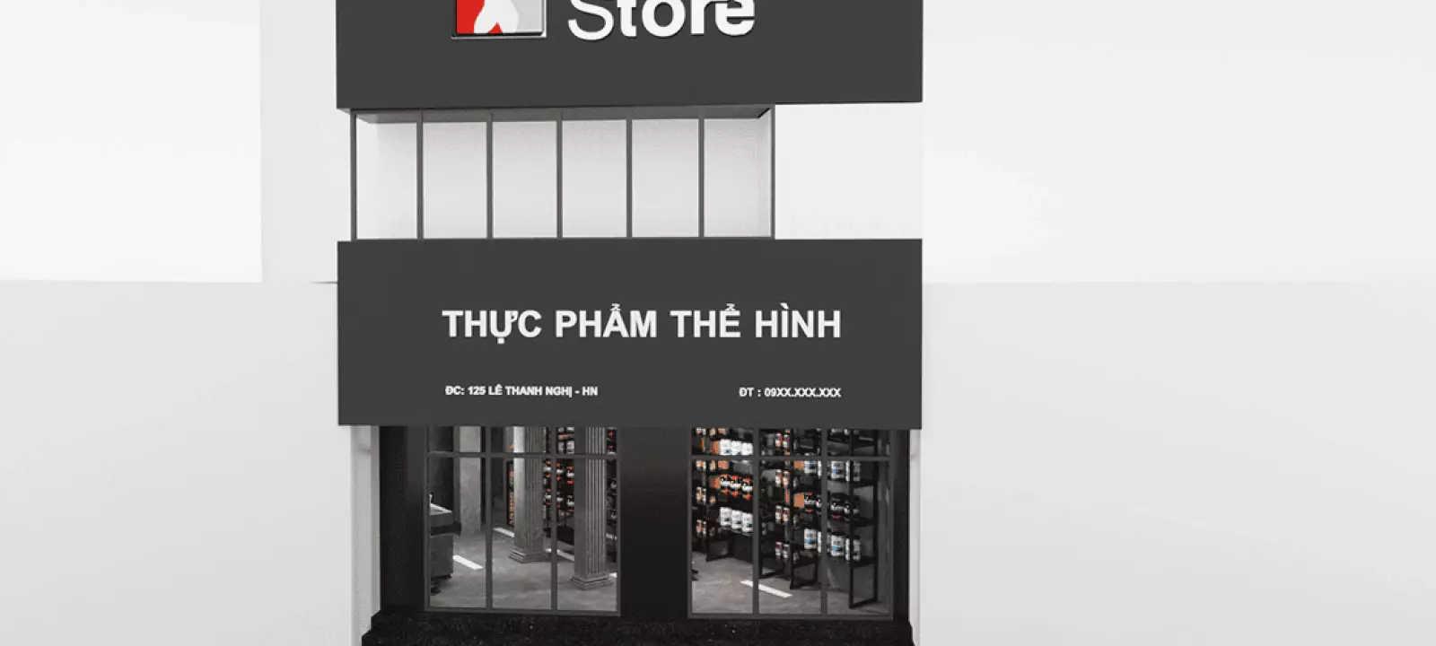 Thiết kế shop thực phẩm thể hình Whey Store